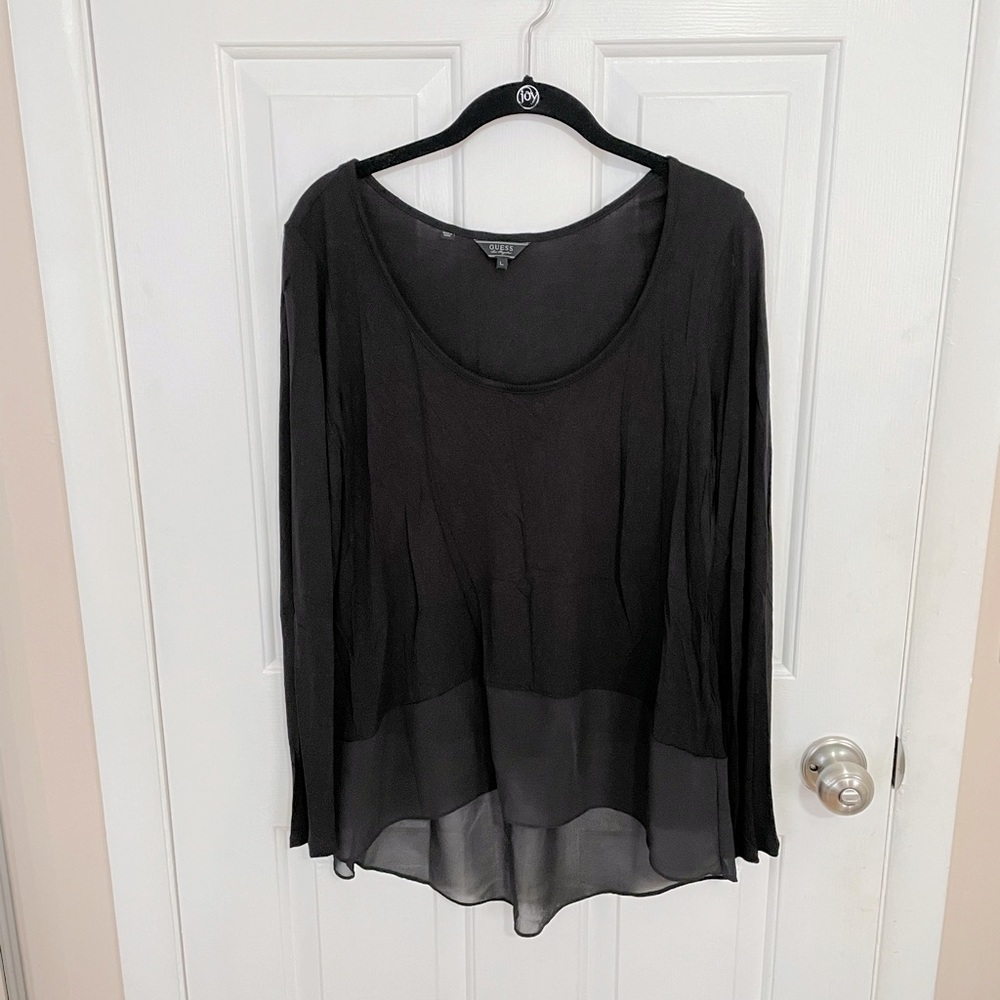 Long Sleeve High-Low Black T-Shirt